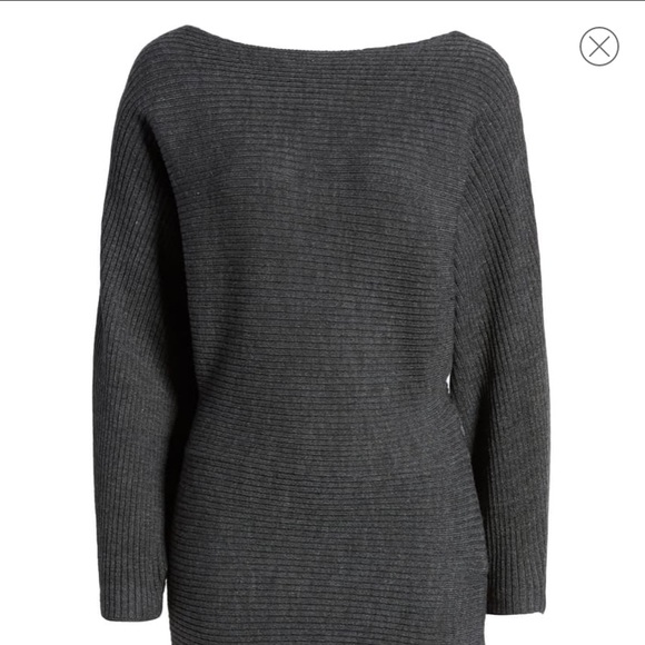 All In Favor Dolman Sleeve Grey Sweater Dress - Picture 2 of 3